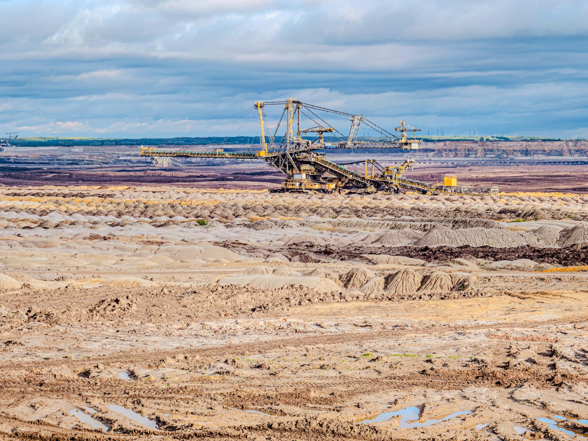 Bucket-wheel excavator working in a large open-pit mine